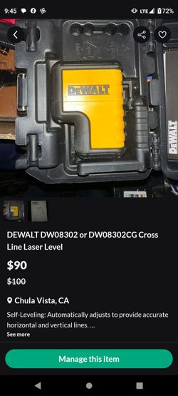 DeWalt cross line laser level
