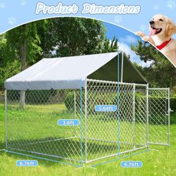 Extra Large Outdoor Dog Kennel, Anti-Rust Dog Kennel Outside with Roof