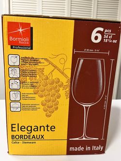 New Italian Bormioli Rocco Stemware set of 6 wine glasses