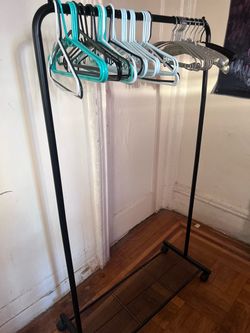 Black Metal Rolling Clothes Rack