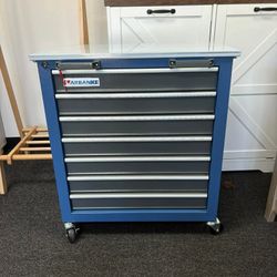 LARBANKE 7-Drawer Rolling Toolbox Chest with Keyed Locking System and Foot Pad, 25.9"D x 13.6"W x 29"H