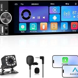 Single Din Car Stereo Universal, 6.36 Inch CarPlay & Android Auto