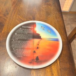 Vintage Footprints in the sand, marble trivet