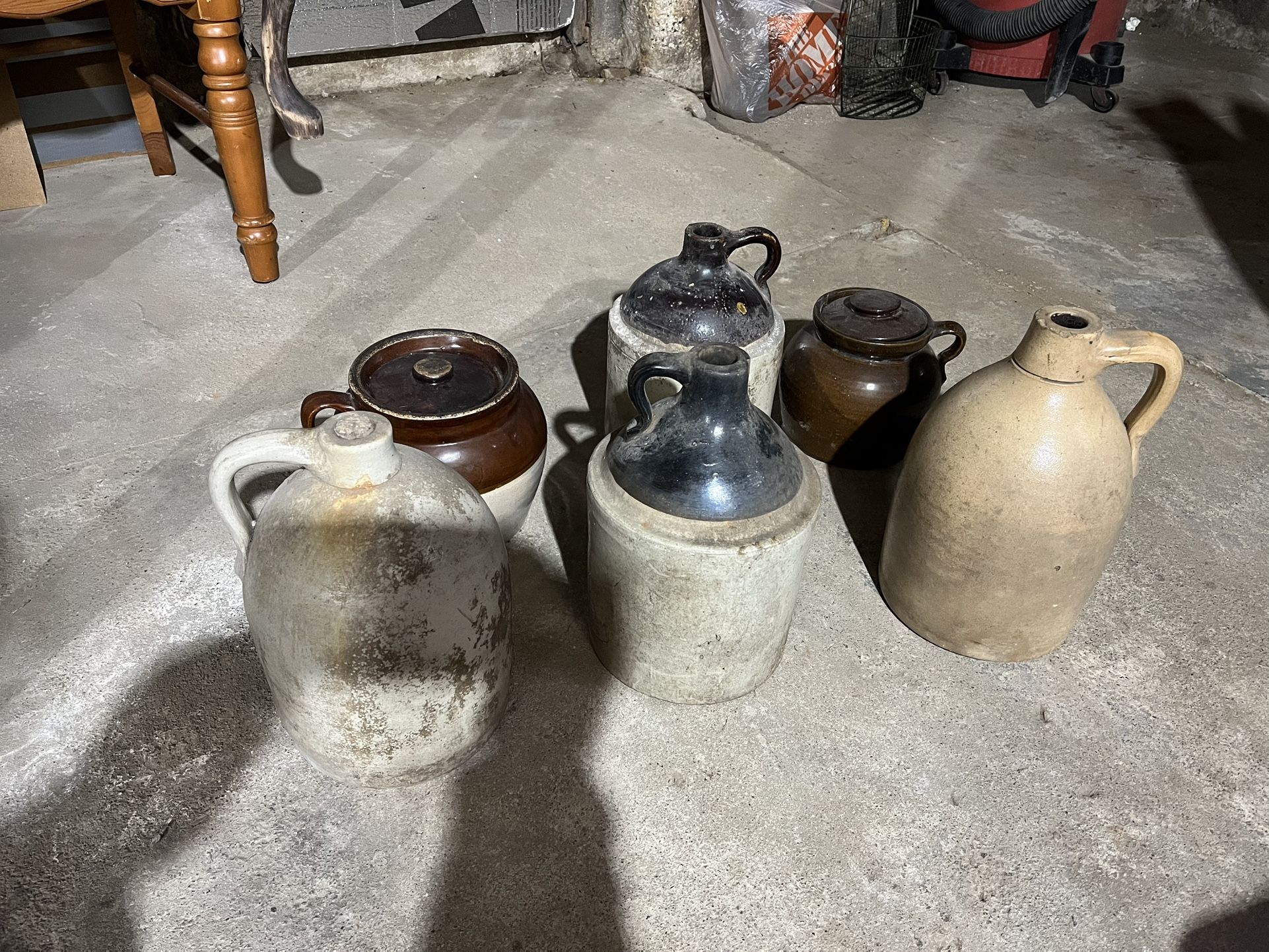 Lot of 6 Vintage Stoneware Crocks