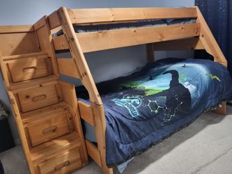 Real wood twin over full bunk bed