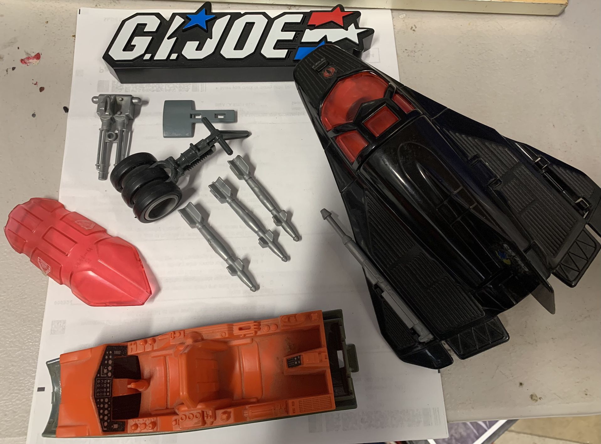 GI JOE COBRA NIGHT RAVEN VINTAGE 1986 80s PARTS DRONE MISSILES CANOPY