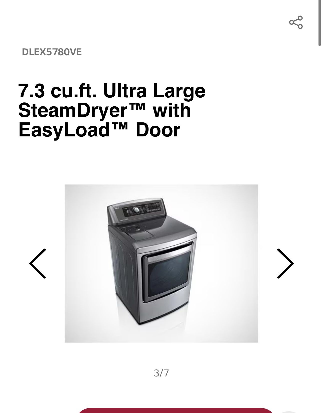 7.3 cu.ft. Ultra Large SteamDryer™ with EasyLoad ™ Door