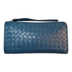 BOTTEGA VENETA Leather Intrecciato Weave Zippered Wallet with Wrist Strap