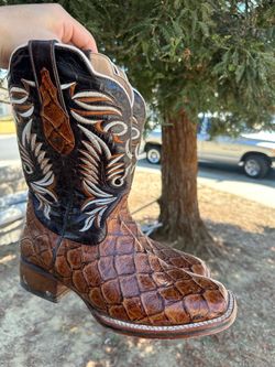 Fish Print Cowboy Boots 9.5