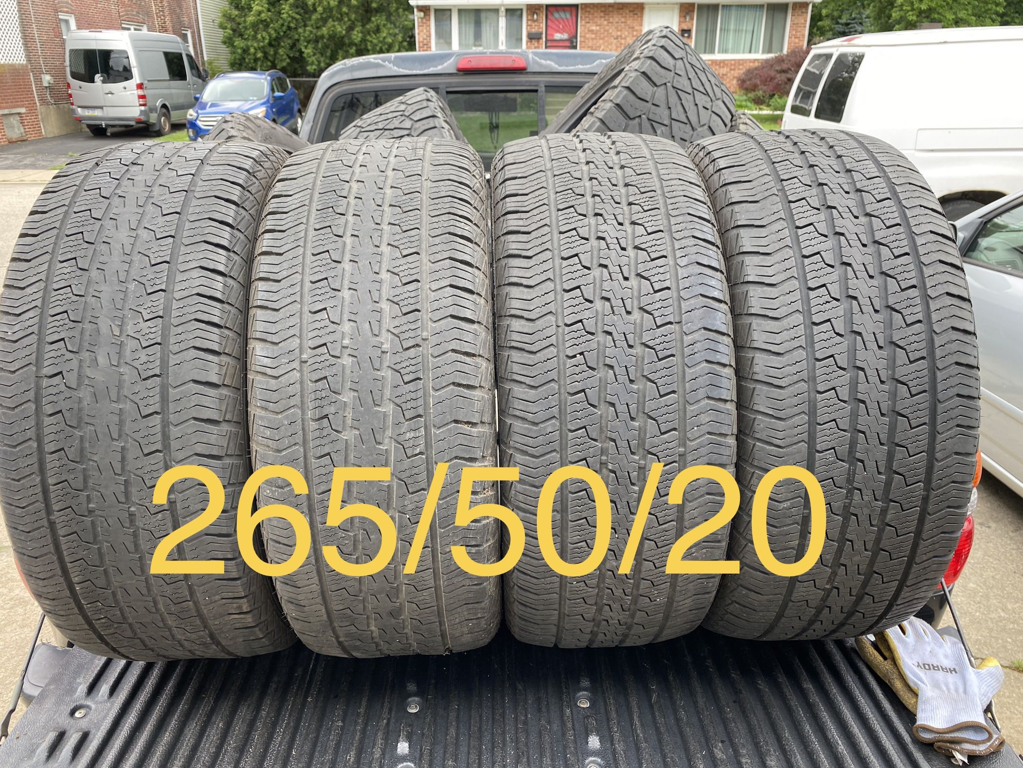 4) 265/50/20 GT Radial Adventuro HT Tires Two tires are on the lower side DOT 4422 $225 for 4 I carry other sizes