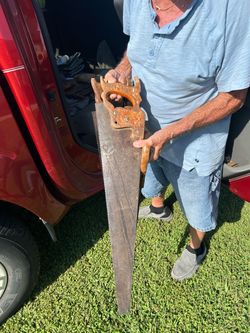 Vintage Hand Saw with Wooden Handle