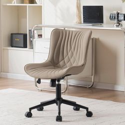 Armless Faux Leather Swivel Home Office Computer Desk Chair