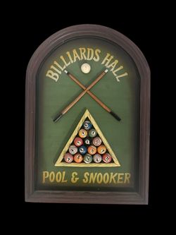 Billiards Hall Pool & Snooker Vintage Wood Wall Plaque Hanging 3D Effect