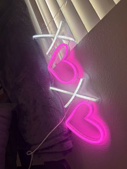 Pink Neon Heart Sign Wall Light
