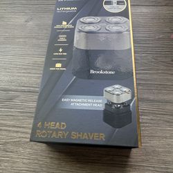 Brookstone 4 Head Cordless Rechargeable Men's Rotary Electric Shaver