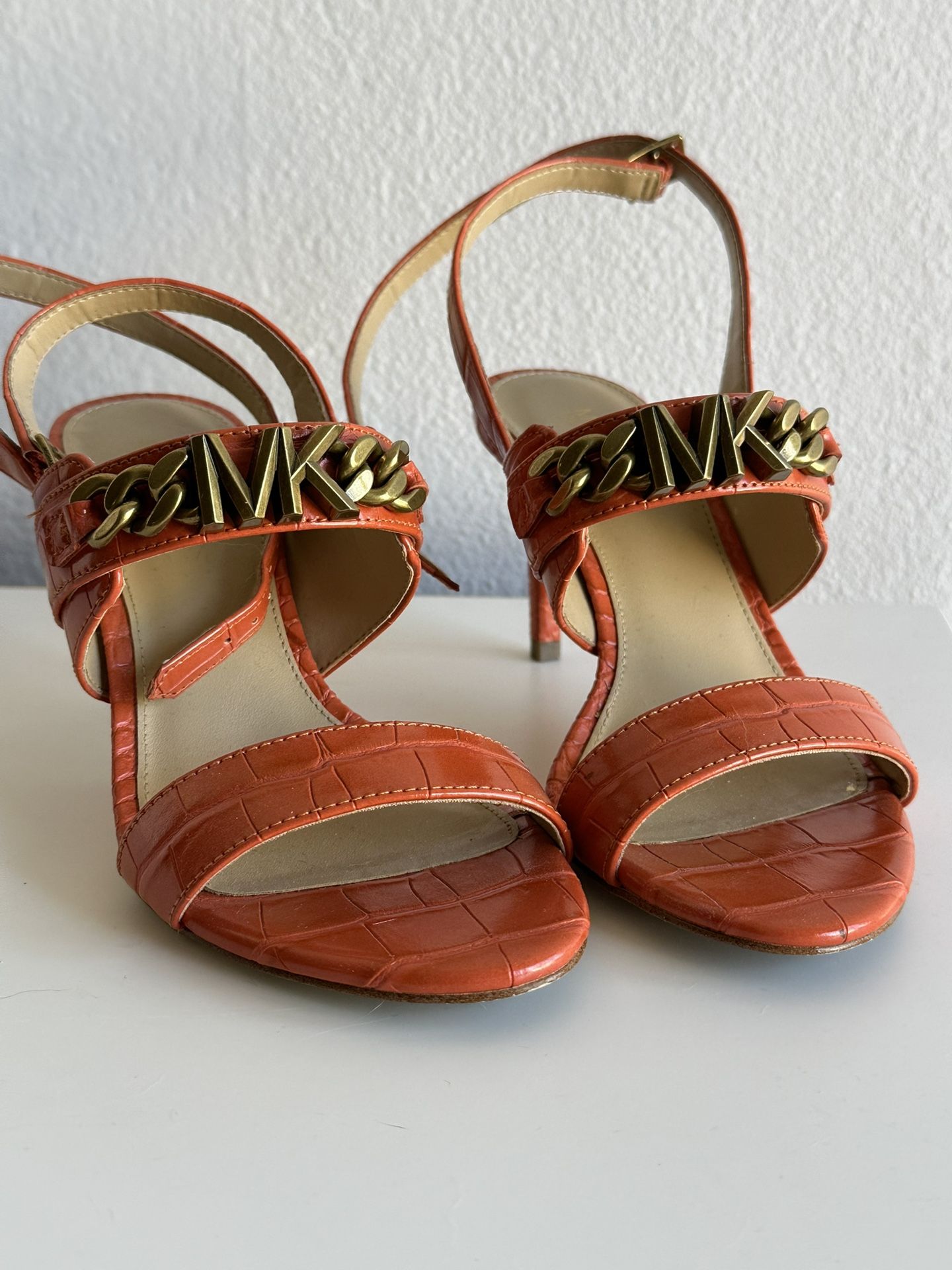 Michael Kors Orange Strap Heels Size 5 Gently Used