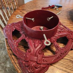 Vintage Red Cast Iron Christmas Tree Holder