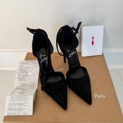 CHRISTIAN LOUBOUTINAstrida Bride Red Sole Suede Pumps In Black 😍 Size 35EU Size 5US