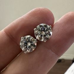 Certified! 4.00ct VVS1-D Moissanite Martini Style Earring Studs In 14k Solid White Gold