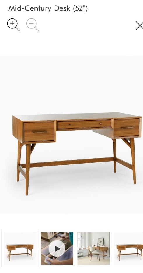 West Elm Mid Century Computer Desk & Vivo Electric Standing Desk Converter