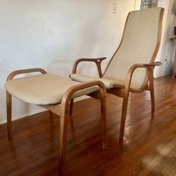 1960s Yngve Ekström Lamino Chair & Ottoman (Sweden)