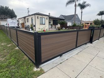 Composite Wood Planks And Metal Framing Gates 