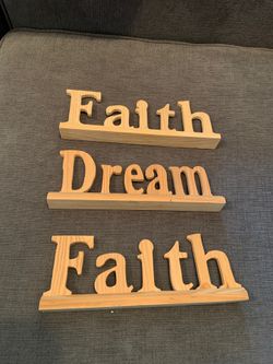 Standing wood word signs