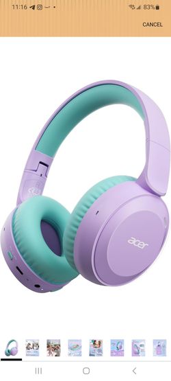Acer Wireless Over-Ear Headphones Purple Teal
