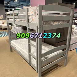 Twin Size Wooden Bunk Beds W. Ortho Mattresses 