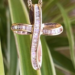 Gold and Diamond cross pendant for necklace