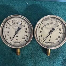 Ashcroft Duralfe  0-60 1/4” Liquid Filled Gauge (New)