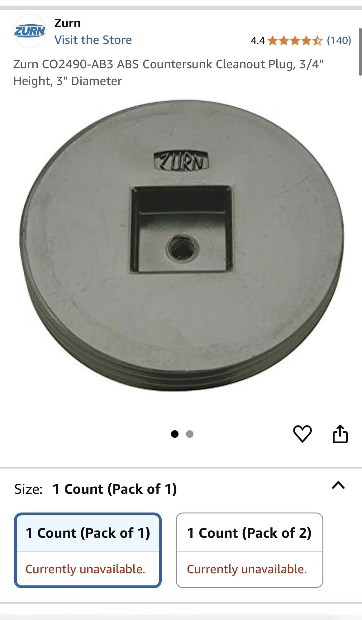 Countersunk Cleanout Plug