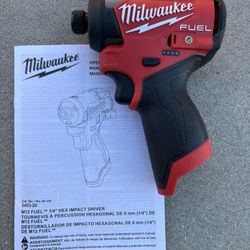 Milwaukee Fuel M-12  1/4” Hex Impact Driver. Tool Only - 3453-20