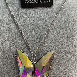 Butterfly oil spill necklace