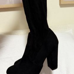 Suede Black Heel Boots