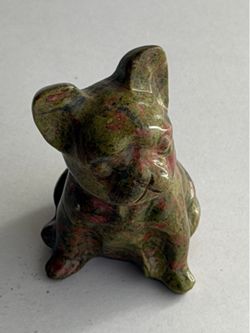 FRENCHIE LOVERS!!! Natural Unakite French Bulldog Crystal Carving Polished