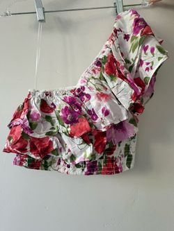 Floral One Shoulder Cropped Top