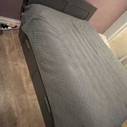 BRIMNES Bed Frame With Book Shelves 