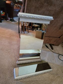 Silver Mirror with Matching Mirror Shelf