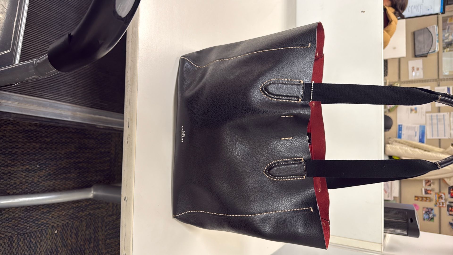 Coach Derby Black Tote Shoulder Bag In Pebble Leather