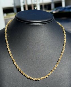 Jewelry 10k hollow yellow gold Rope necklace chain 20.50" 5.00mm w 14k lobster lock