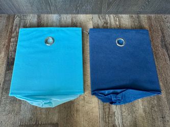 Set of 2 Blue Fabric Storage Cubes