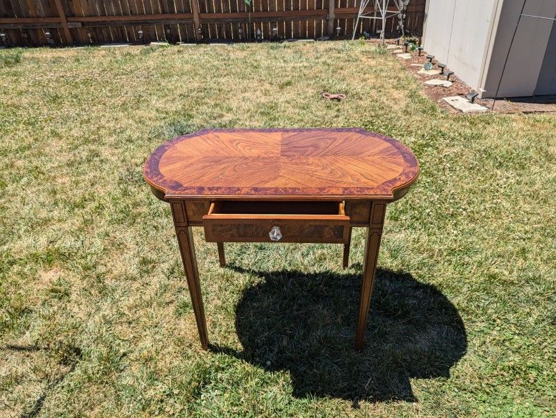 Vintage Wooden Glass Top Desk With Chair