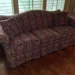Hickory Fry Skirted Sofa