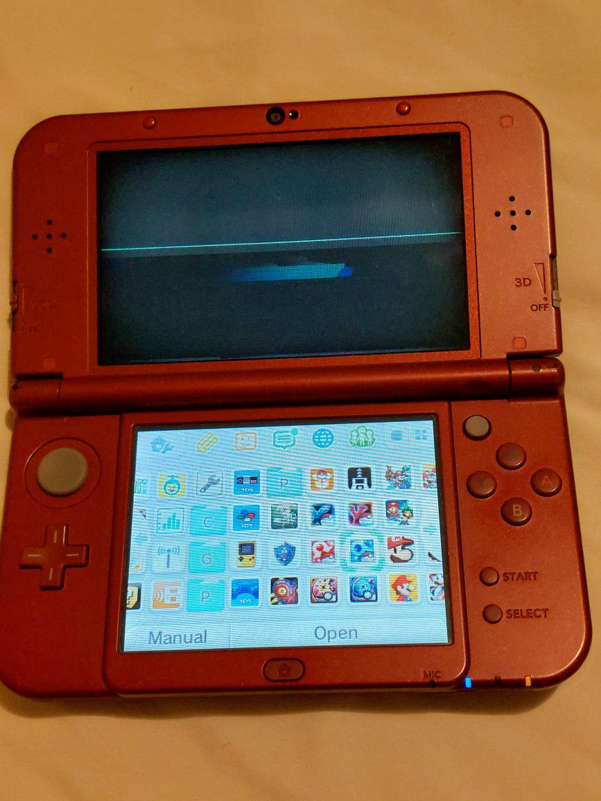 Red New Nintendo 3DS XL Modded With Several Games
