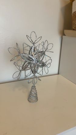 Silver Glitter Wire Christmas Tree Topper