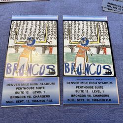 Denver Broncos Vs Chargers Football Ticket  Sept 12 , 1993 Qty 2 Suite 