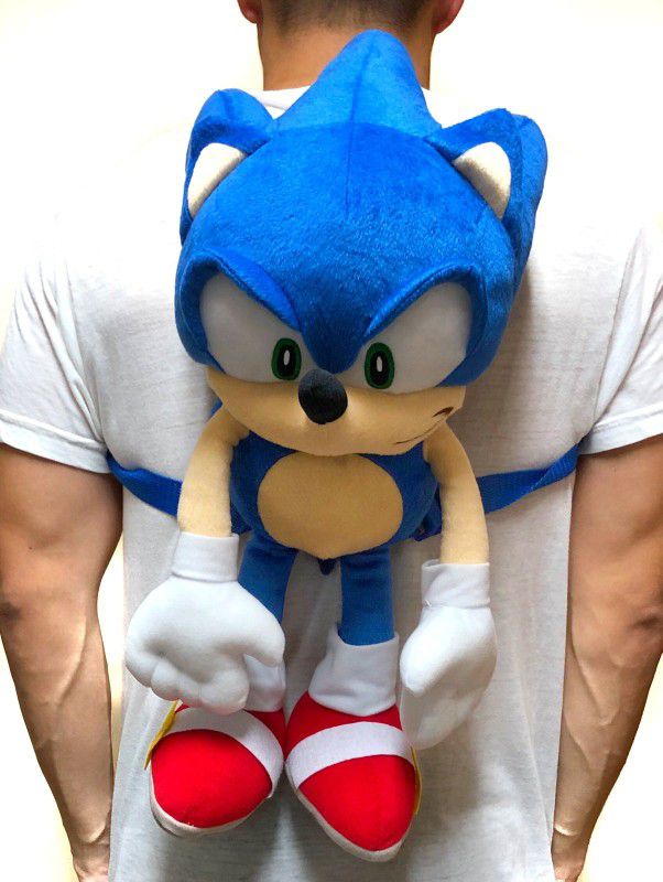 Brand NEW! Sonic The Hedgehog Novelty Plush Backpack/Zippered Pouch For Everyday Use/Gaming/Toys/Parties/Birthday Gifts/Holiday Gifts