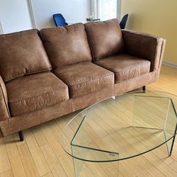 Brown Leatherette Couch