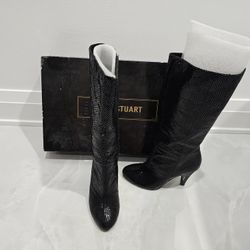 Collin Stuart Black Snake Leather Boots Size 7